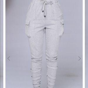 fashion nova gray joggers sweatpants with buckles